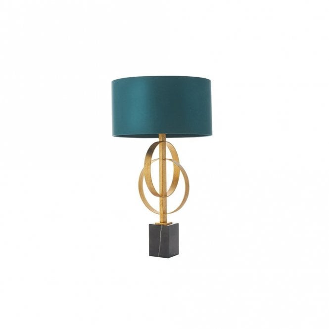 RIDLEY Double Hoop Gold Leaf Table Light With Teal Shade