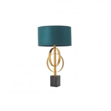 RIDLEY Double Hoop Gold Leaf Table Light With Teal Shade