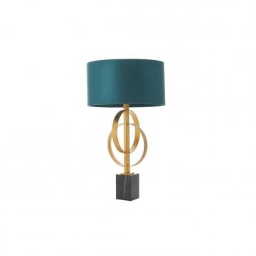 RIDLEY Double Hoop Gold Leaf Table Light With Teal Shade