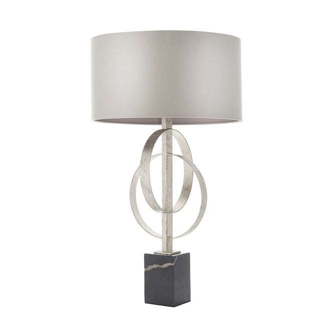 RIDLEY Double Hoop Silver Leaf Table Light With Mink Shade