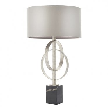 RIDLEY Double Hoop Silver Leaf Table Light With Mink Shade