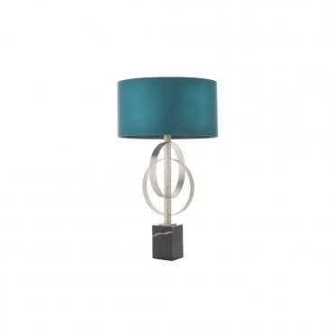 RIDLEY Double Hoop Silver Leaf Table Light With Teal Shade