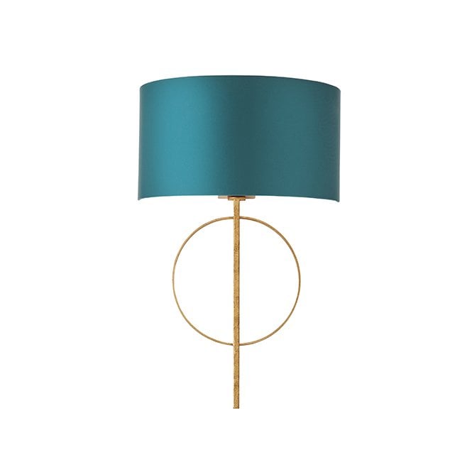 RIDLEY Hoop Gold Leaf Wall Light With Teal Shade