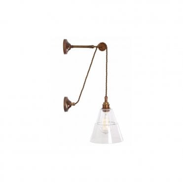 RIGALE - Coolie Industrial Pulley Wall Light In Antique Brass