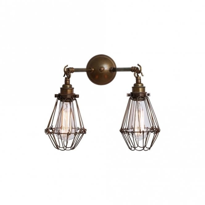 RIGO - Double Cage Wall Light In Antique Brass