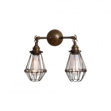 RIGO - Double Cage Wall Light In Antique Brass