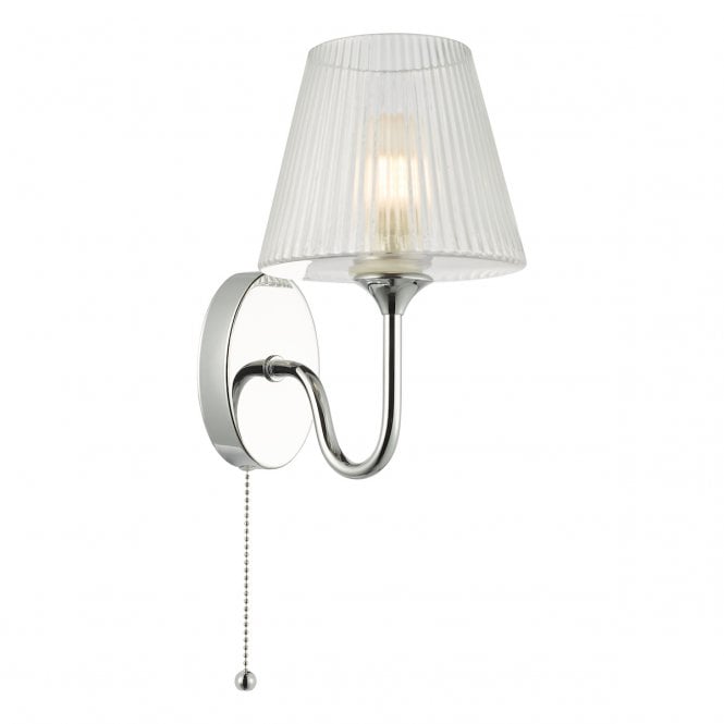 Rimaz Bathroom Wall Light - Polished Chrome and Ribbed Glass IP44
