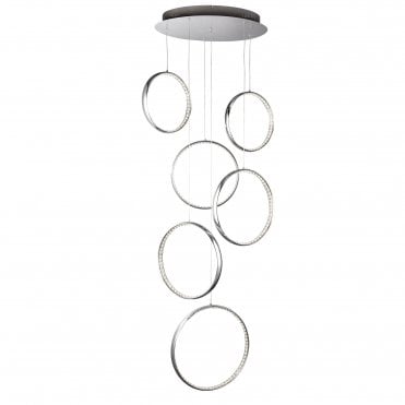 6 Led Ceiling Multi-Drop Chrome Clear Crystal