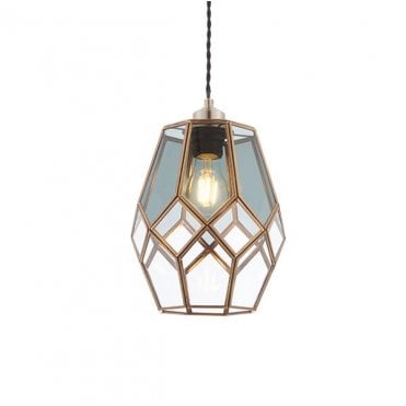 RIPLEY Geometric Glass And Brass Easy Fit Ceiling Shade