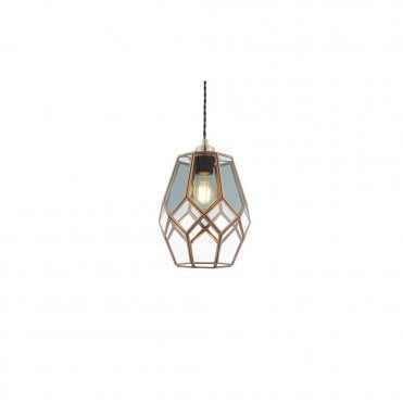 RIPLEY Geometric Glass And Brass Easy Fit Ceiling Shade