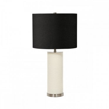RIPPLE White Table Lamp with Black Shade