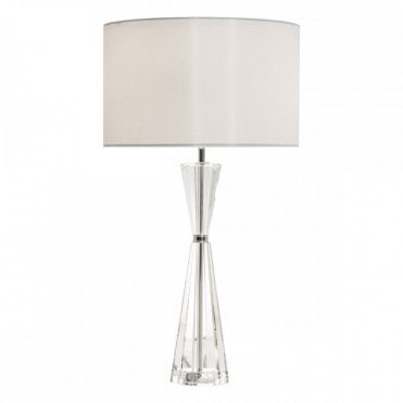RISHA 2 Light Hourglass Table Lamp Crystal with Ivory Drum Shade