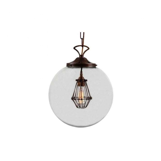 ROBYN - 35Cm Globe Cage Ceiling Pendant In Antique Brass