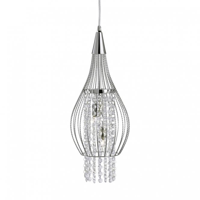 ROCKET - 2 Light Ceiling Pendant In Chrome With Clear Crystal