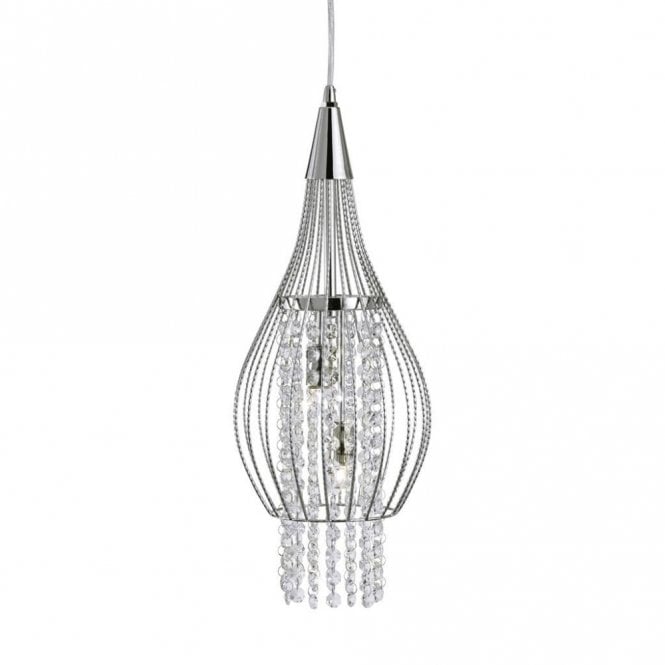 ROCKET - 2 Light Ceiling Pendant In Chrome With Clear Crystal