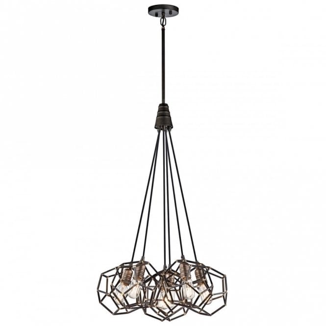 ROCKLYN 6 Light Industrial Geometric Ceiling Pendant Cluster Raw Steel
