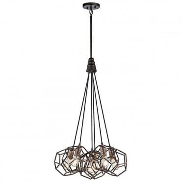 ROCKLYN 6 Light Industrial Geometric Ceiling Pendant Cluster Raw Steel