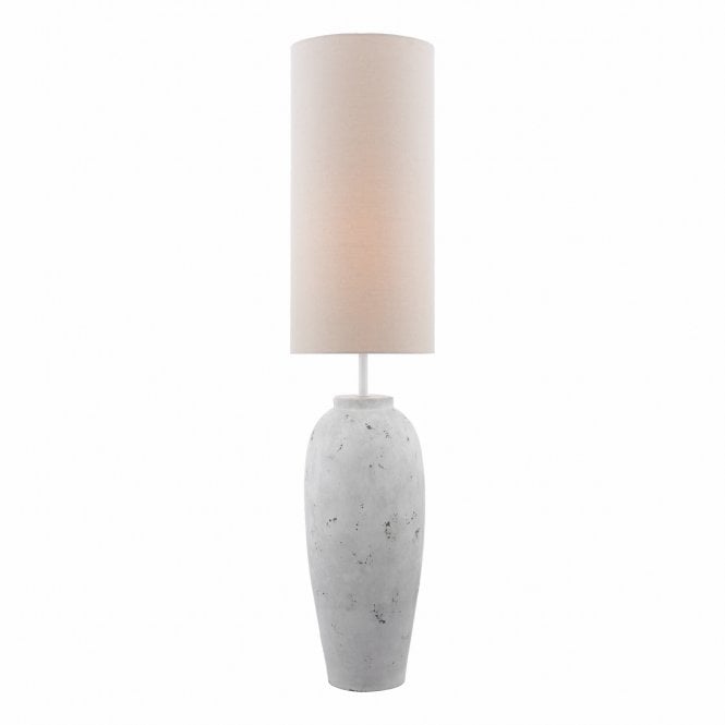 Roetta Large Stone Floor Lamp with Natural Linen Shade