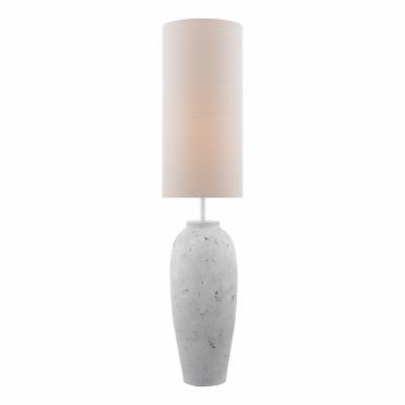 stone Scandinavian style floor lamp with linen shade