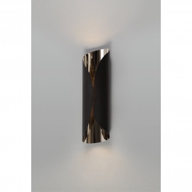 ROLL Wall Light Sand Black/Polished Chrome Curved Shape