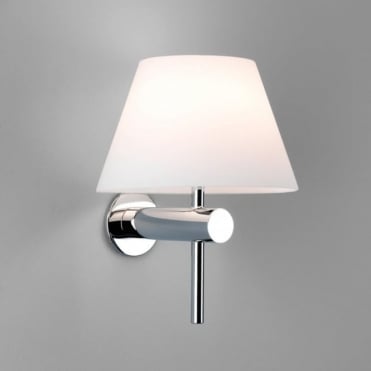 Polished Chrome Bathroom Wall Light With Opal Glass Shade
