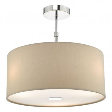 RONDA - 3 Light Ceiling Pendant 40Cm Drum Ecru Faux Silk