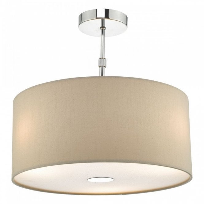 RONDA - 3 Light Ceiling Pendant 40Cm Drum Ecru Faux Silk