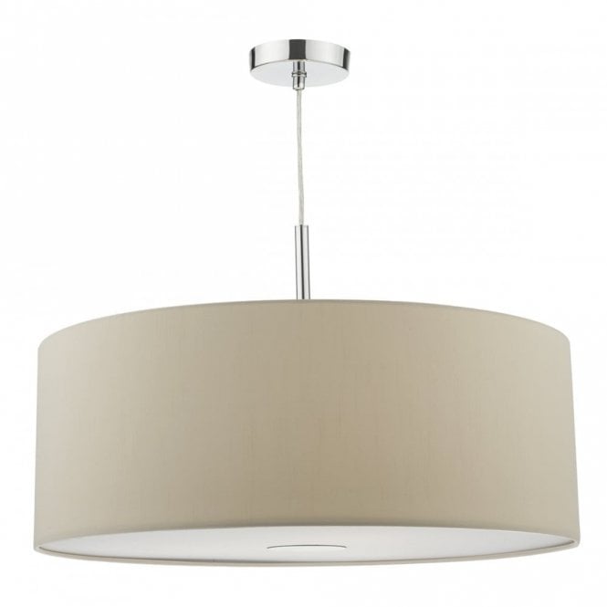 RONDA - 3 Light Ceiling Pendant 60Cm Drum Ecru Faux Silk