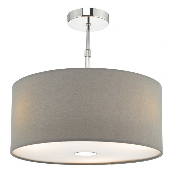 RONDA - Easy Fit 40Cm Faux Silk Grey Drum Shade Grey