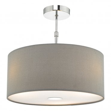 Easy Fit 40Cm Faux Silk Grey Drum Shade Grey