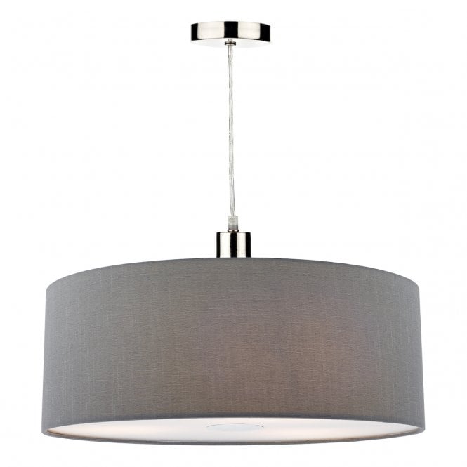 RONDA - Easy Fit 60Cm Faux Silk Grey Drum Shade Grey