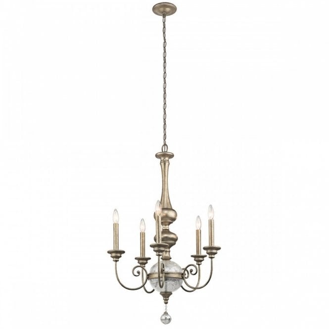 ROSALIE 5 Light Chandelier Sterling Gold