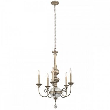 ROSALIE 5 Light Chandelier Sterling Gold