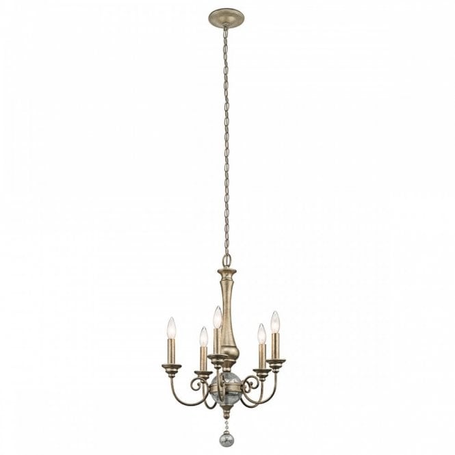 ROSALIE 5 Small Light Mini Chandelier Sterling Gold