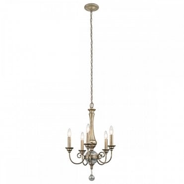 ROSALIE 5 Small Light Mini Chandelier Sterling Gold