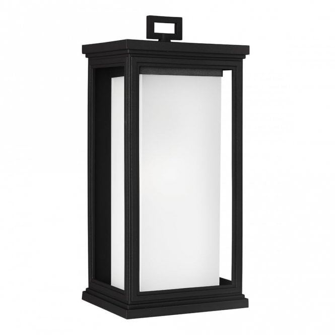 ROSCOE Large Exterior Wall Lantern Textured Black Opal Glass Shade