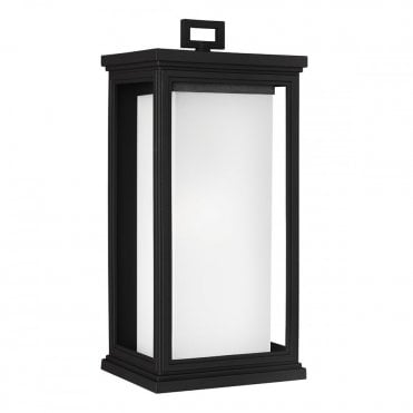 ROSCOE Large Exterior Wall Lantern Textured Black Opal Glass Shade