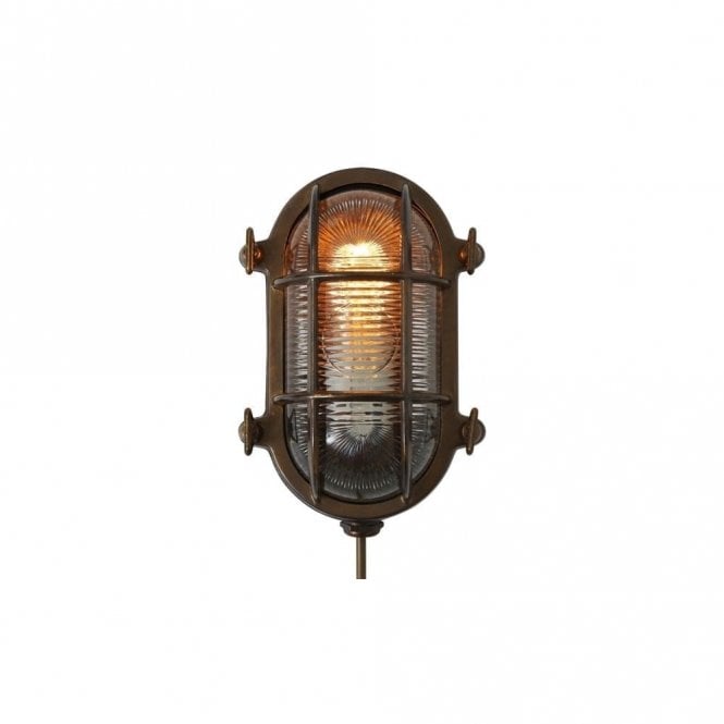 RUBEN - Bathroom Small Oval Marine Light In Antique Brass