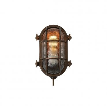 RUBEN - Bathroom Small Oval Marine Light In Antique Brass