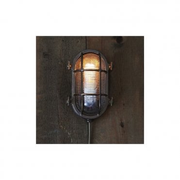 RUBEN - Exterior Small Oval Marine Light In Antique Silver