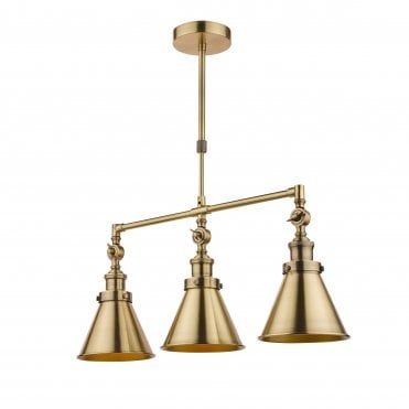 antique brass 3 light pendant bar