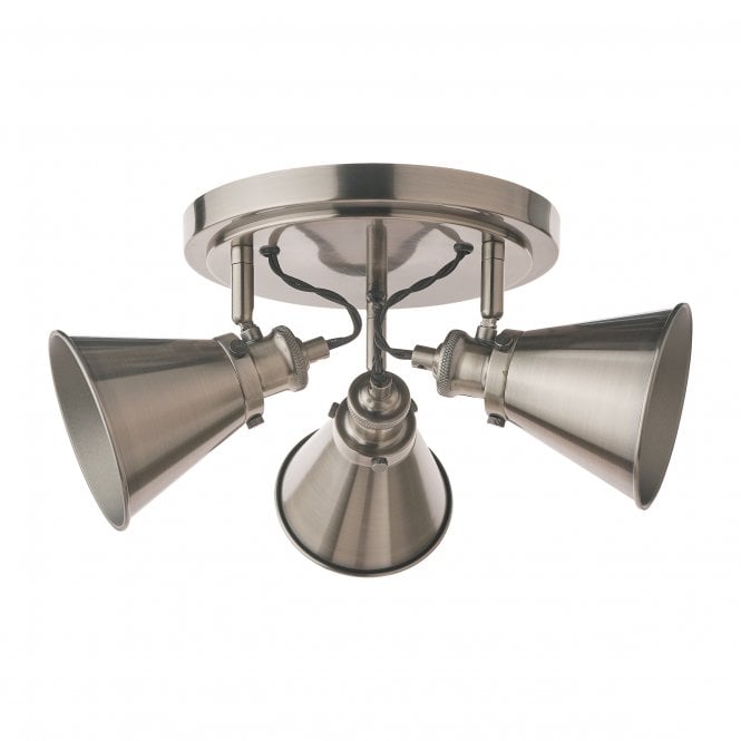Rufus 3 Light Ceiling Spotlight - Industrial Nickel