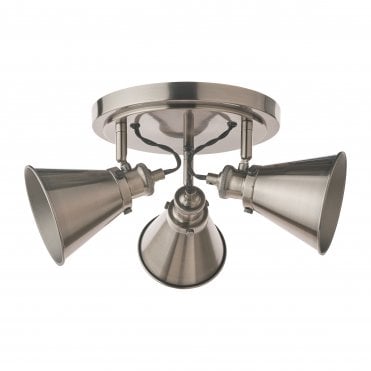Rufus 3 Light Ceiling Spotlight - Industrial Nickel