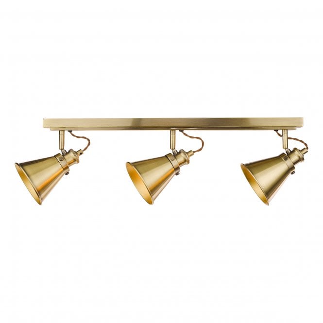 Rufus 3 Light Spotlight Bar - Antique Brass
