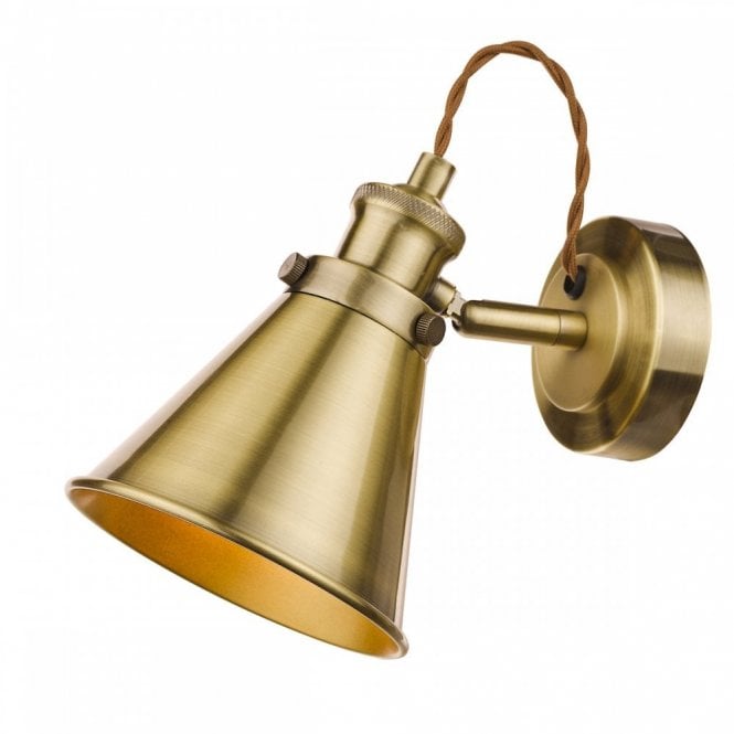 Rufus Single Spotlight Wall Light - Antique Brass