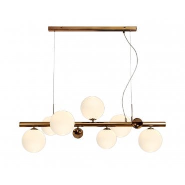 RYLEE Ceiling Pendant Light Antique Copper/Opal & Copper Glass