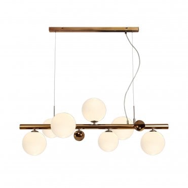 RYLEE Ceiling Pendant Light Antique Copper/Opal & Copper Glass