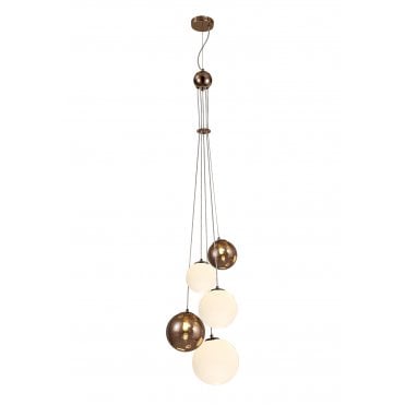 RYLEE Ceiling Pendant Light Antique Copper/Opal & Copper Glass