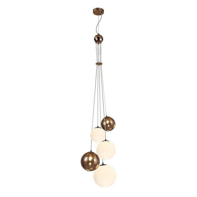 RYLEE Ceiling Pendant Light Antique Copper/Opal & Copper Glass