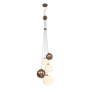 RYLEE Ceiling Pendant Light Antique Copper/Opal & Copper Glass